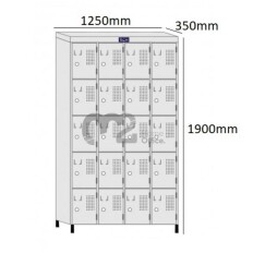 Roupeiro Para Vestiário RGRSP-20 35cm Sobreposto com 16 Portas - com PITÃO - RCH